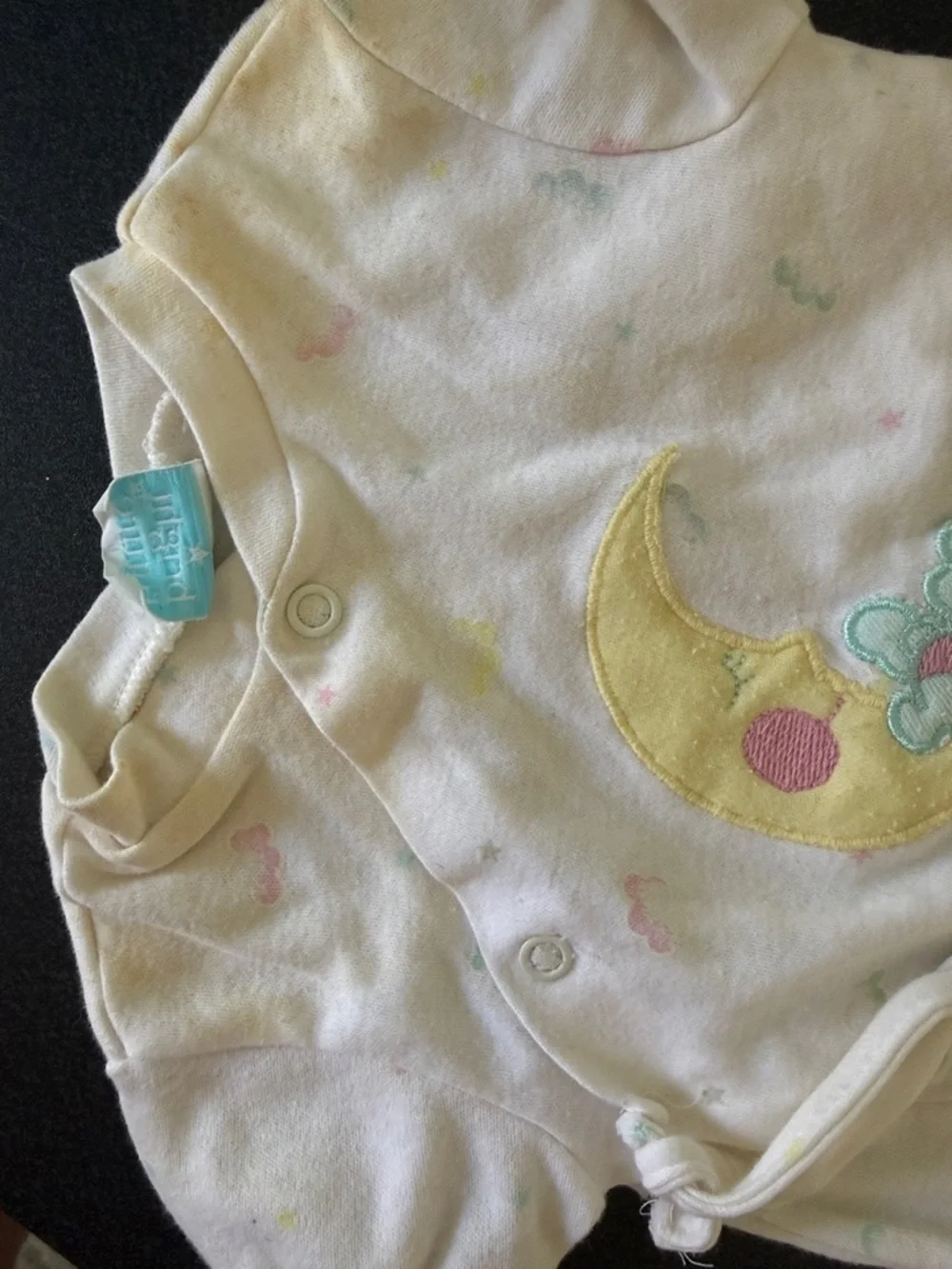 Baby Moon Appliqué Wrap One-Piece Bodysuit - Cream 80’s